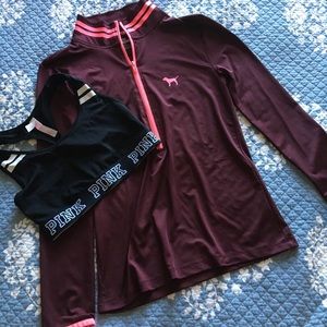 VS PINK Ultimate Athletic Half-zip and Bra Top